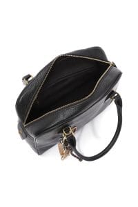 کیف زنانه دستی چرم مشکی بند بلند با اکسسوری دری مد