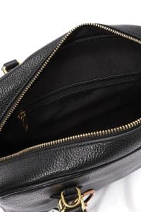 کیف زنانه دستی چرم مشکی بند بلند با اکسسوری دری مد