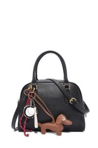 کیف زنانه دستی چرم مشکی بند بلند با اکسسوری دری مد