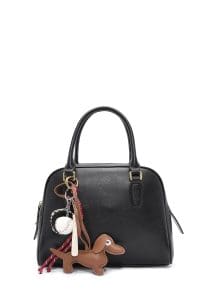 کیف زنانه دستی چرم مشکی بند بلند با اکسسوری دری مد