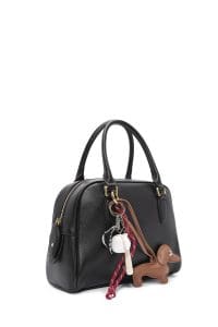 کیف زنانه دستی چرم مشکی بند بلند با اکسسوری دری مد