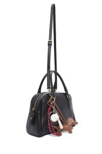 کیف زنانه دستی چرم مشکی بند بلند با اکسسوری دری مد