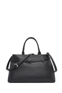 کیف زنانه دستی کلاسیک چرم مشکی بند بلند دری مد