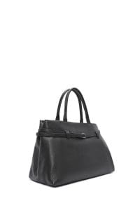 کیف زنانه دستی کلاسیک چرم مشکی بند بلند دری مد