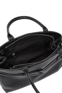 کیف زنانه دستی کلاسیک چرم مشکی بند بلند دری مد