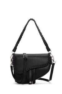 کیف زنانه دوشی مشکی بند بلند دری مد