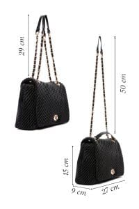 کیف زنانه دوشی مشکی بند بلند چاپ‌دار دری مد