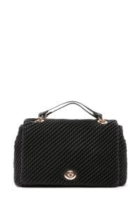 کیف زنانه دوشی مشکی بند بلند چاپ‌دار دری مد