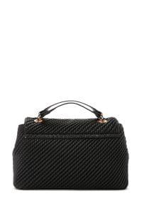 کیف زنانه دوشی مشکی بند بلند چاپ‌دار دری مد