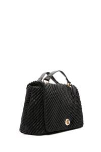 کیف زنانه دوشی مشکی بند بلند چاپ‌دار دری مد