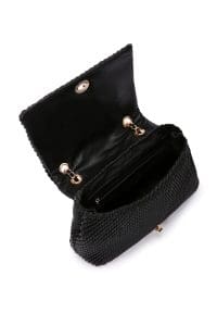 کیف زنانه دوشی مشکی بند بلند چاپ‌دار دری مد