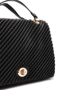 کیف زنانه دوشی مشکی بند بلند چاپ‌دار دری مد