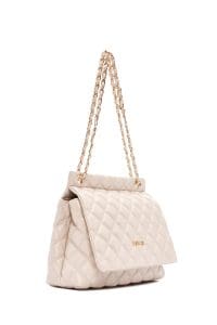 کیف زنانه دوشی کرم بند بلند کاپیتونه دری مد