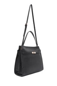 کیف زنانه دوشی کلاسیک چرم مشکی بند بلند دری مد