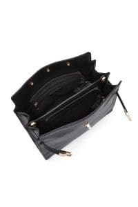 کیف زنانه دوشی کلاسیک چرم مشکی بند بلند دری مد