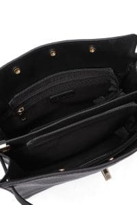 کیف زنانه دوشی کلاسیک چرم مشکی بند بلند دری مد