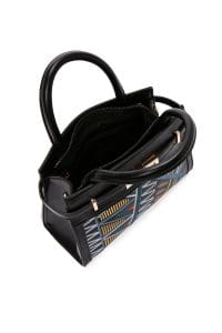 کیف زنانه مشکی چاپ‌دار دوشی بلند دری مد