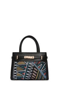 کیف زنانه مشکی چاپ‌دار دوشی بلند دری مد