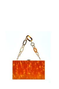 کیف زنانه مینی باکس نارنجی زنجیردار دری مد