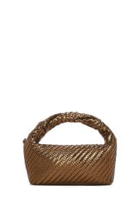 کیف زنانه مینی دستی قهوه‌ای بند بلند بافت‌دار دری مد