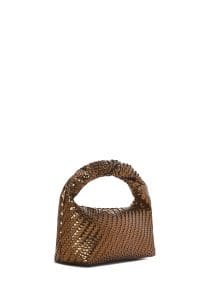 کیف زنانه مینی دستی قهوه‌ای بند بلند بافت‌دار دری مد