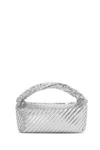 کیف زنانه مینی دستی نقره‌ای بند بلند بافت‌دار دری مد
