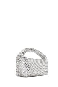 کیف زنانه مینی دستی نقره‌ای بند بلند بافت‌دار دری مد