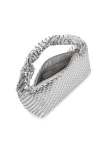 کیف زنانه مینی دستی نقره‌ای بند بلند بافت‌دار دری مد