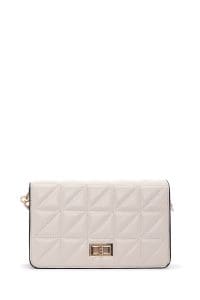 کیف زنانه کراس بادی کرم دوشی بلند کاپیتونه دری مد