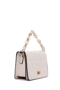 کیف زنانه کراس بادی کرم دوشی بلند کاپیتونه دری مد