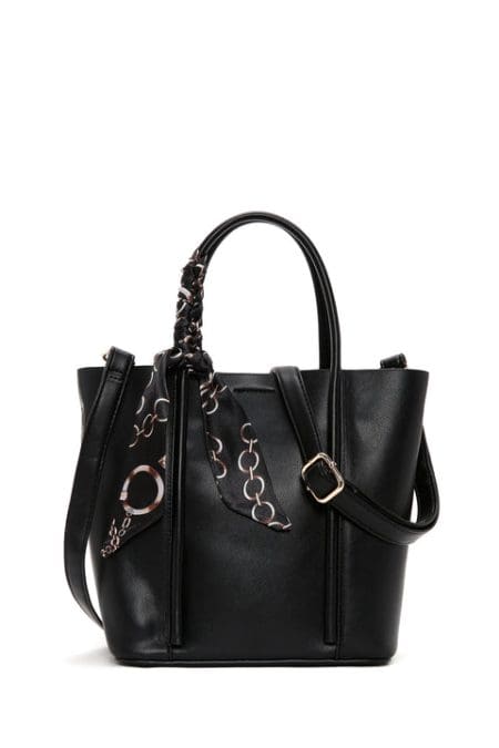 کیف شانه ای بند بلند مشکی زنانه با جزئیات اکسسوری دری مد