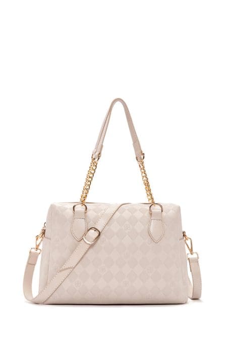 کیف شانه ای بند بلند کرم زنانه دری مد