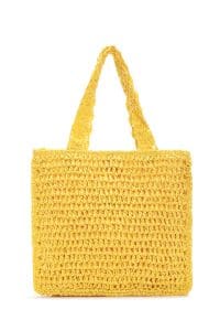 کیف شانه ای زنانه بافتنی زنانه زرد دری مد