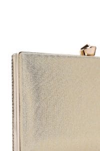 کیف مجلسی زنانه طلایی بند بلند زنجیری جعبه‌ای نگین‌دار دری مد