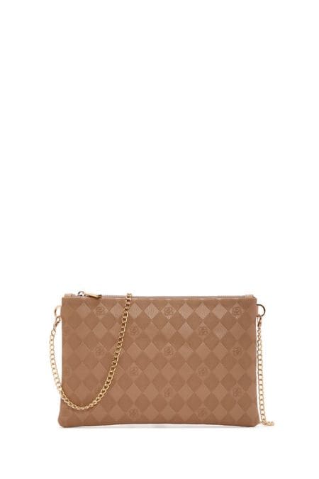 کیف مجلسی کلاچ زنجیر بلند قهوه ای زنانه دری مد