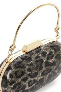 کیف مینی کلاچ زنانه طلایی طرح پلنگی بند بلند دری مد