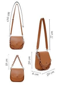 کیف کراس بادی زنانه قهوه‌ای روشن دوشی بلند دری مد