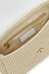 کیف کراس بادی زنانه چرم بژ بافت حصیری دری مد