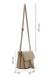 کیف کراس بادی زنانه چرم بژ بند بلند دری مد