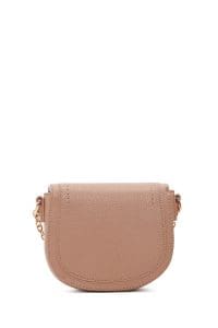 کیف کراس بادی زنانه چرم صورتی بافت‌دار مینی بند بلند دری مد