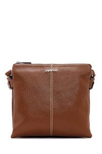 کیف کراس بادی زنانه چرم قهوه‌ای دری مد