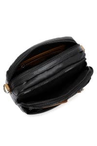 کیف کراس بادی زنانه چرم مشکی بند بلند دری مد