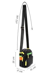 کیف کراس بادی زنانه چرم مشکی بند بلند دری مد