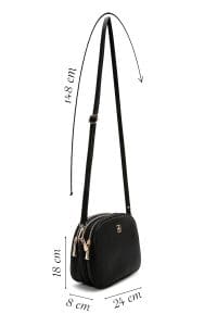 کیف کراس بادی زنانه چرم مشکی مینی بند بلند دری مد