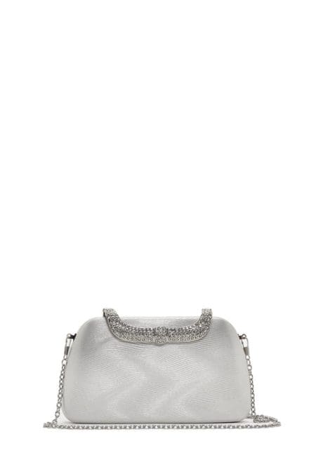 کیف کلاچ با زنجیر بلند نقره ای زنانه دری مد