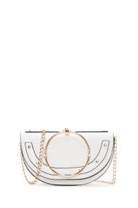 کیف کلاچ زنانه سفید مجلسی دستی مینی زنجیردار دری مد