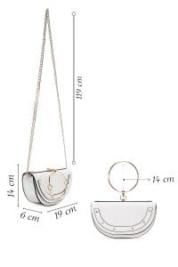 کیف کلاچ زنانه سفید مجلسی دستی مینی زنجیردار دری مد