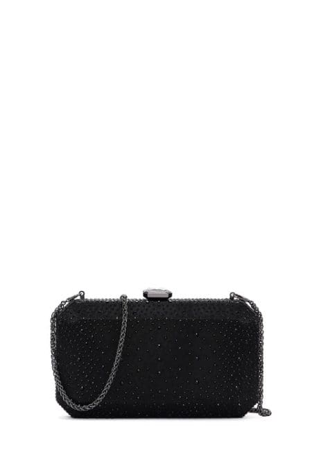 کیف کلاچ نگین دار زنجیردار بلند مشکی زنانه دری مد