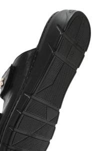 دمپایی راحتی زنانه چرم مشکی دو بندی دری مد