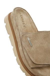 دمپایی زنانه جیر چرمی بژ دری مد